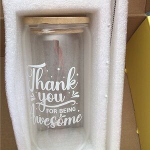 Glass Jar with Bamboo Lid - Thank You Design